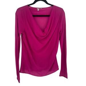 Halogen Pink Cowl Neck Long Sleeve Blouse Barbie Breathable Going Out Party M